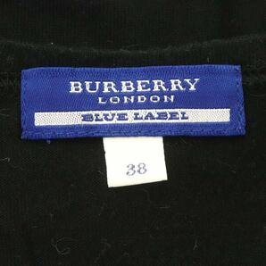 バーバリーブルーレーベル BURBERRY BLUE LABEL カットソー Tシャツ フレンチスリーブ 半袖 プリント コットン 38 黒 シルバー色の画像3