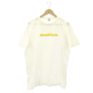 キナシサイクル 木梨サイクル ロゴプリントTシャツ カットソー 半袖 コットン L 白 黄色 オレンジ /NR ■OS ■SH メンズ