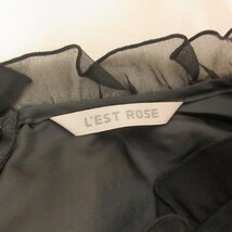 レストローズ L'EST ROSE 美品 ワンピース 花柄 刺繍 フリル ウエスト リボン ノースリーブ ロング 黒 ブラック M 0319 ■023 レディース_画像9