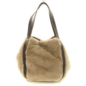  Ships SHIPS any Folna 2WAY fake fur bag tote bag handbag pouch attaching beige tea Brown /BB lady's 