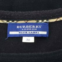 バーバリーブルーレーベル BURBERRY BLUE LABEL スタッズ Tシャツ カットソー 七分袖 ロゴ コットン 38 紺 赤 ネイビー レッド_画像3