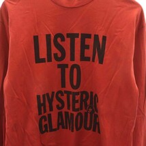 ヒステリックグラマー HYSTERIC GLAMOUR LISTEN TO HG Tシャツ カットソー 長袖 プリント コットン S 赤 黒 レッド ブラック_画像4