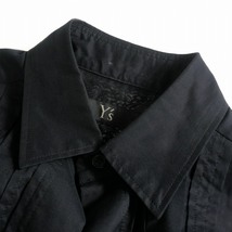 ワイズ Y's ヨウジヤマモト 23SS 60s LAWN ROUND PLEATS BLOUSE ジップシャツ ブラウス 長袖 1 黒 ブラック YZ-B04-004 レディース_画像3