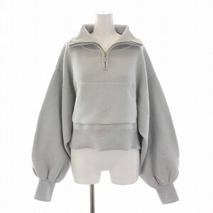 ウィルフリー willfully selectable aerial muff pocket half zip knit ハーフジップ ニット セーター 長袖 S sea blue ライトグレー