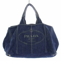 プラダ PRADA カナパ デニム CANAPA DENIM トートバッグ ハンドバッグ ロゴ 紺 ネイビー /YI14 ■OH レディース_画像1