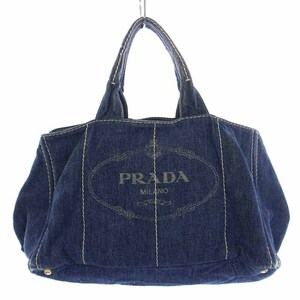 プラダ PRADA カナパ デニム CANAPA DENIM トートバッグ ハンドバッグ ロゴ 紺 ネイビー /YI14 ■OH レディース