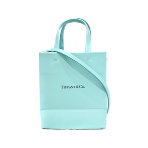 ティファニー TIFFANY & CO. ミニショッピングトートバッグ ショルダーバッグ 2WAY レザー ティファニーブルー レディース