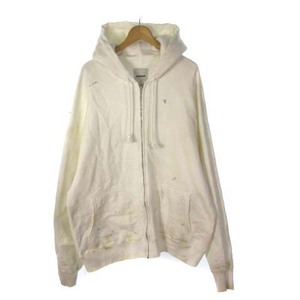 バウワウ BOWWOW 22AW ZIP UP HOODIE パーカー フーディー ジップアップ USED加工 オフホワイト XXL メンズ