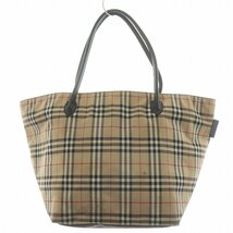 バーバリーブルーレーベル BURBERRY BLUE LABEL ノバチェック トートバッグ ハンドバッグ ショルダーバッグ ナイロン ベージュ_画像2