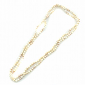 ノーブランド品 パールネックレス アクセサリー 2連 ロング 真珠 白 ホワイト ピンク ■GY11 /MQ レディース