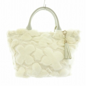  Anteprima ANTEPRIMA Mist MISUTOfio-lililie-vo handbag tote bag fake fur floral print tassel charm white 