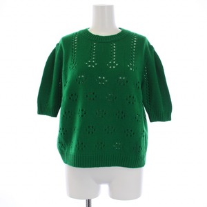  MiuMiu miumiu knitted sweater short sleeves crew neck cashmere Italy made 38 S green green /BM lady's 