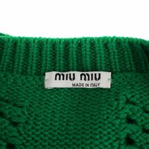 ミュウミュウ miumiu ニット セーター 半袖 クルーネック カシミヤ イタリア製 38 S 緑 グリーン /BM レディース_画像4