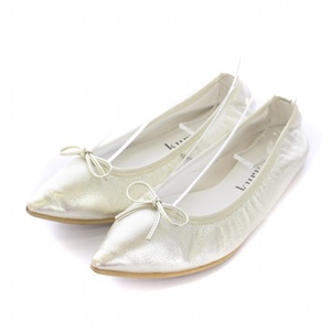 krun Tokyo kurun TOKYO ballet shoes pumps po Inte dotu ribbon leather 25cm silver /BB lady's 