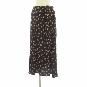 ゲストゥース GERTUZ 美品 Spick and Span取扱 Print GZ Skirt スカート 花柄 黒 ブラック 36 約M ■122 レディース