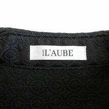 美品 ローブ L'AUBE BLANC Belted Jacquard Dress ワンピース ロング ノースリーブ ベルト付き 総柄 23SU-02 黒 ブラック M ■SM1_画像5