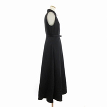 美品 ローブ L'AUBE BLANC Belted Jacquard Dress ワンピース ロング ノースリーブ ベルト付き 総柄 23SU-02 黒 ブラック M ■SM1_画像2