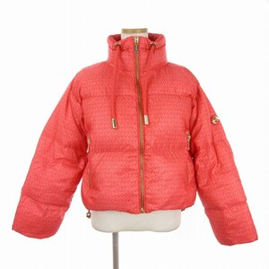 Майкл Майкл Курс Майкл Майкл Корс красавица Puffer Down Jacket Long Roped логотип Total Pattern MH1204A3D Pink XXS