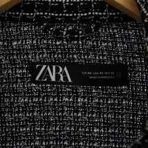 ザラ ZARA シャツジャケット ツイード フリンジ XS 黒 ブラック 白 ホワイト 8523/169/093 /BM レディース_画像4