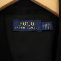 ポロ ラルフローレン POLO RALPH LAUREN 胸ワッペンニットテーラードジャケット 背抜き シングル 2B 銀ボタン 刺繍 2 M 黒 メンズ_画像3