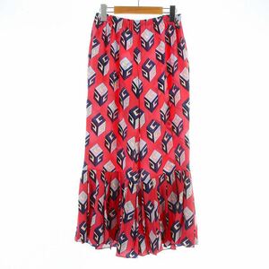  Gucci GUCCI flare pants широкий брюки Cube общий рисунок кромка плиссировать шелк 42 M розовый 2016 464971 /KU женский 