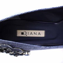 ダイアナ DIANA パンプス デニム ポインテッドトゥ ローヒール フラワーモチーフ 24.5cm 紺 ネイビー /YI16 レディース_画像7