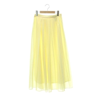  Queens Court QUEENS COURT pleat long skirt maxi 2 M yellow yellow /AT #OS lady's 