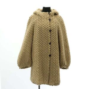  Tsumori Chisato TSUMORI CHISATO wool . hood coat outer middle height 2 beige /HK #OS lady's 