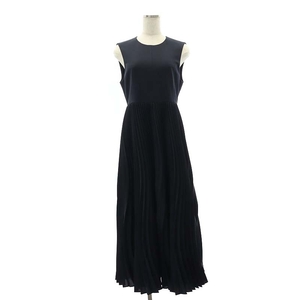 未使用品 マメクロゴウチ 22AW Curved Pleated Sleeveless Dress ドレス ワンピース ロング ノースリーブ 1 紺 ネイビー MM22FW-DR040