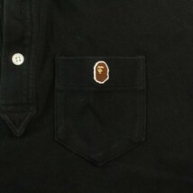 アベイシングエイプ A BATHING APE ポロシャツ ボタンダウン 半袖 ロゴワッペン M 黒 ブラック /IR ■GY03 メンズ_画像7