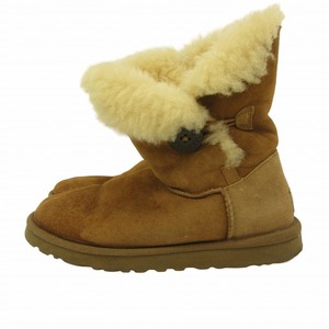 アグ UGG 5803 W BAILEY BUTTON ムートンブーツ ボア レザー 23cm 茶 ブラウン ■122 レディース