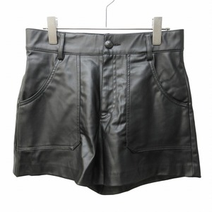 ザラ ZARA 美品 現行タグ エコレザーショートパンツ ショーツ ストレッチ 黒 ブラック M ■SH 0320 ■023 レディース