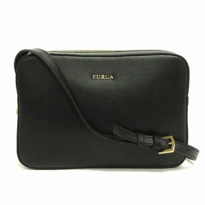 フルラ FURLA 美品 リリー ショルダーバッグ 斜め掛け レザー 1028452 黒 ブラック XL ■SM1 レディース