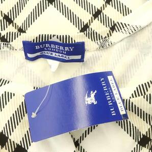 バーバリーブルーレーベル BURBERRY BLUE LABEL カットソー 半袖 チェック ロゴ刺繍 38 白 黒 エクリュ /NR ■OS レディースの画像3