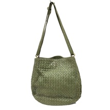 ボッテガヴェネタ BOTTEGA VENETA ヴィンテージ イントレチャート ショルダーバッグ 2way ラムスキン カーキグリーン ゴールドカラー金具_画像2