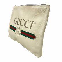 グッチ GUCCI 500981 ヴィンテージロゴ プリント ミディアム ポートフォリオ クラッチバッグ レザー オフホワイト メンズ_画像2