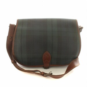  Polo Ralph Lauren POLO RALPH LAUREN Vintage black watch shoulder bag check pattern PVC leather green tea 