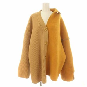 エンフォルド ENFOLD 22SS TWO FACE BOX CARDIGAN ニットカーディガン ウール 切替 38 M オレンジ ベージュ /YI7 レディース