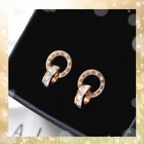 【ピアス】18K ゴールドメッキ 色ピンクゴールド 人気商品の画像1