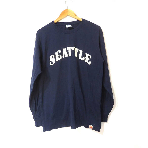 【送料無料】シアトルマリナーズTシャツ/ロンT　長袖　紺色　ユニクロ　Lサイズ　MLB　Seattle Mariners