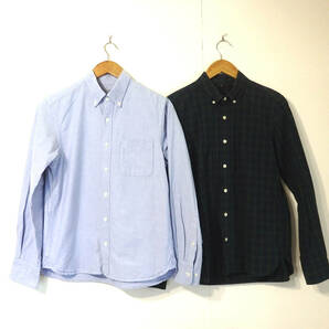 【送料無料】無印良品長袖シャツ２枚セット/Sサイズ オックスフォードシャツ チェック柄シャツ MUJI メンズの画像1