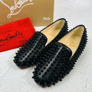 【美品】クリスチャンルブタン Christian Louboutin スタッズ スリッポン 黒 ブラック 35 22.5cm フラットシューズ スパイク ドレス 快適