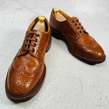 【人気】トリッカーズ Tricker's バートン ウィング レザーソール 茶 ブラウン 7-5 25.5cm カントリー メダリオン 外羽根 ジャケパン_画像9