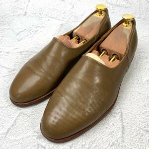 【希少】フラテッリ ジャコメッティ F.LLI Giacometti メッシュ スリッポン ブラウン 革靴 39 24.5cm ラスト 革靴 ドレッシー ジャケパン