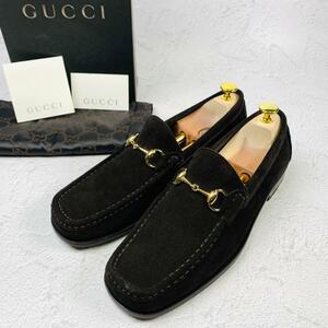 【美品】GUCCI グッチ ホースビットローファー スエード 濃茶 ダークブラウン. 43 28cm 高級 ゴールド金具 ビジネス シンボル アイコニック