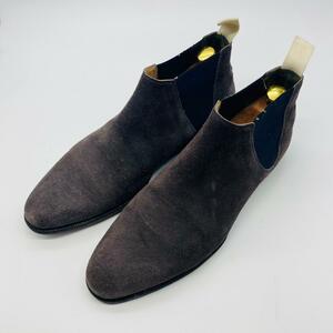 【希少】Crockett&Jones クロケットアンドジョーンズ サイドゴア 灰色 グレー CRANFORD スエード 8E 26.5cm 革靴 高級感 エレガンス