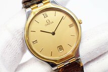 1円【OMEGA】ジャンク品 オメガ シンボル デビル Cal.1436 クオーツ メンズ腕時計 YGベゼル コンビカラー 不動◆質屋_画像3