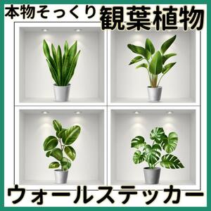 ウォールステッカー植物緑モンステラ観葉植物北欧リビング寝室オフィス.60.