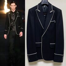 Dior Homme by HEDI SLIMANE（ディオールオム エディスリマン）06AWカシミヤ混 パイピング フォーマル ジャケット コート サイズ46 黒_画像1