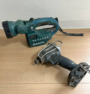 マキタ makita 充電式インパクトドライバ TD171D + マキタ 充電式ライト付ラジオ MR050 2台セット まとめ ジャンク品